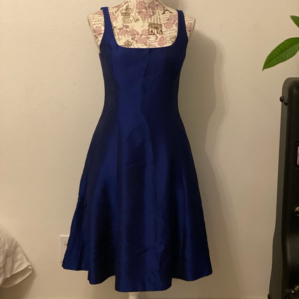 Navy blue elegant pocket dress